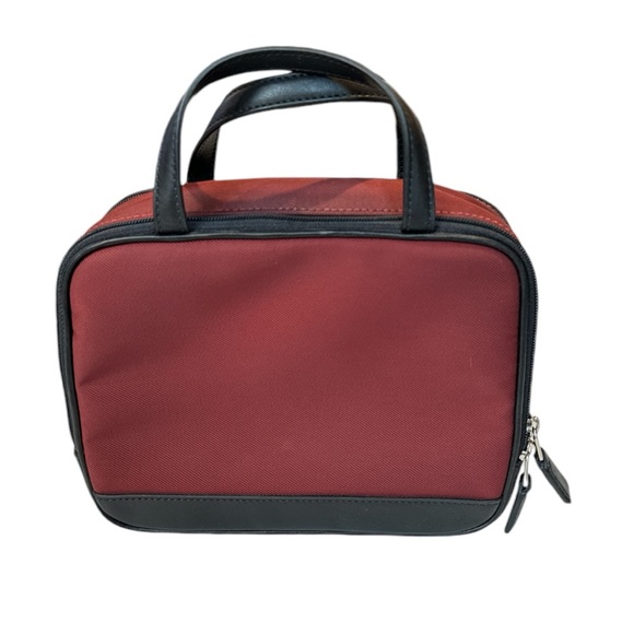 Coach Leatherware Vintage Nylon Toiletry Bag Makeup Case Maroon Black - Picture 2 of 10